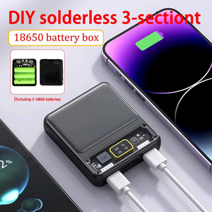 DIY 3*18650 Power Bank Case Battery Charge Storage Box Shell Micro USB Type C with Flashlight for Charging Mobile Phones