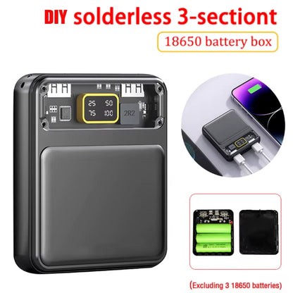 DIY 3*18650 Power Bank Case Battery Charge Storage Box Shell Micro USB Type C with Flashlight for Charging Mobile Phones