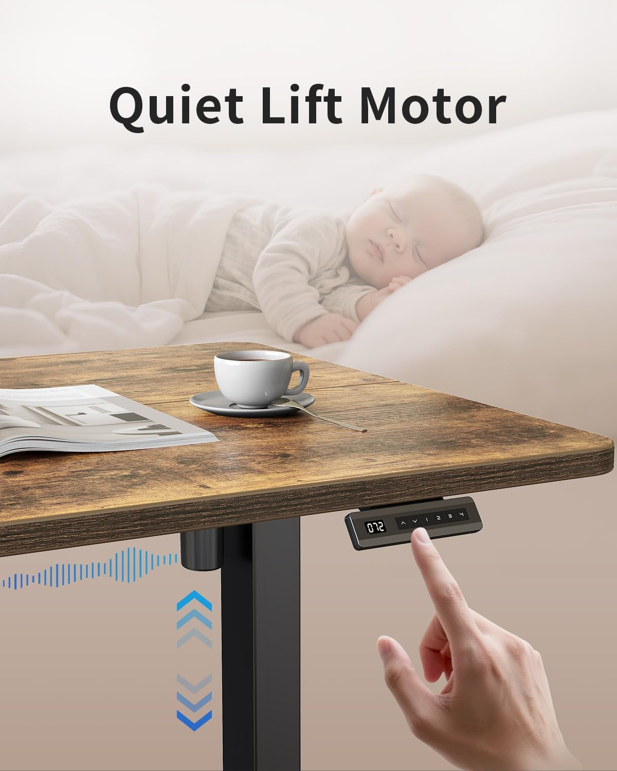 Electric Standing Desk, 48 X 24 Inches Height Adjustable Stand up Desk, Sit Stand Home Office Desk, Computer Desk, Rustic Brown